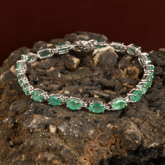 Emerald Bracelets - 925 Sterling Silver -  Handmade Indian Traditional Design Bracelet Jewelry by Amita's  Gems & Jewels - Gift for Her